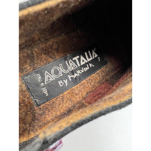 Aquatalia Ankle Booties Women 7 Black Suede Shooties Block Heels Slip On Comfort - Picture 14 of 15